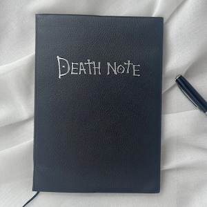 Gothic Anime Inspired Notebook Death themed Replica Detective Black Journal Assassin lack Faux-Leather Rulebook Collectors Fantasy Manga Deathwish Gothic Goth Aesthetic Nerdy Geeky Present Gift Valentines Birthday Christmas Japanese