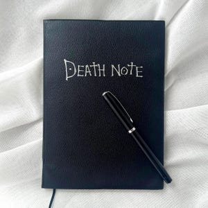 Gothic Anime Inspired Notebook Death themed Replica Detective Black Journal Assassin lack Faux-Leather Rulebook Collectors Fantasy Manga Deathwish Gothic Goth Aesthetic Nerdy Geeky Present Gift Valentines Birthday Christmas Japanese