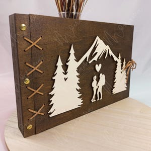Álbum de fotos de madera, libro de recuerdos, madera, foto, álbum de aniversario, álbum de recortes de cumpleaños, libro personalizado, aniversario, álbum de fotos personalizado,