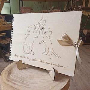 Álbum de fotos de madera, libro de recuerdos, madera, foto, álbum de animales, álbum de recortes de animales, libro personalizado, aniversario, álbum de fotos personalizado, perro, gato,