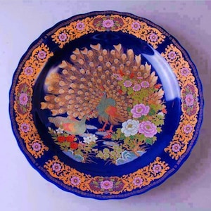 Magnificent large original Moroccan Taous plate 1976 in Moroccan porcelain