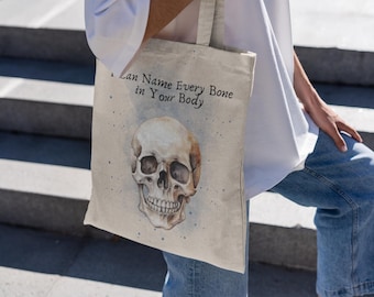 Anatomy Tote Bag, Medical Student Gift, Doctor Bag, Skeletal System, Med School Graduation, Science Lover Tote, human skull, human bone