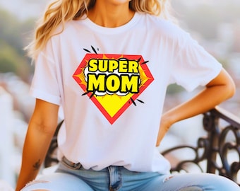 Super Mama Shirt, lustiges Mama T-Shirt Geschenk, Muttertag Superheld T-Shirt, Mama Shirt im Comic Stil, Geschenk für Mama, süßes Mama Leben Shirt, Held Mama T-Shirt