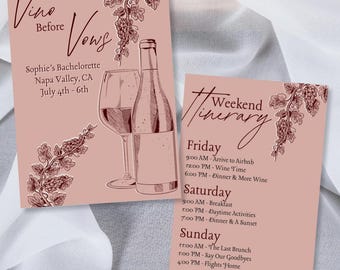 Vino antes de los votos - Invitación para despedida de soltera - Plantilla digital de Canva
