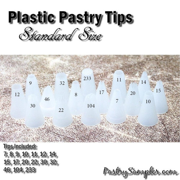 Plastic Pastry Tips - Standard Size - Choose Your Size - 7, 8, 9, 10, 11, 12, 14,  15, 17, 20, 22, 30, 32, 46, 104, 233, Flower Nail