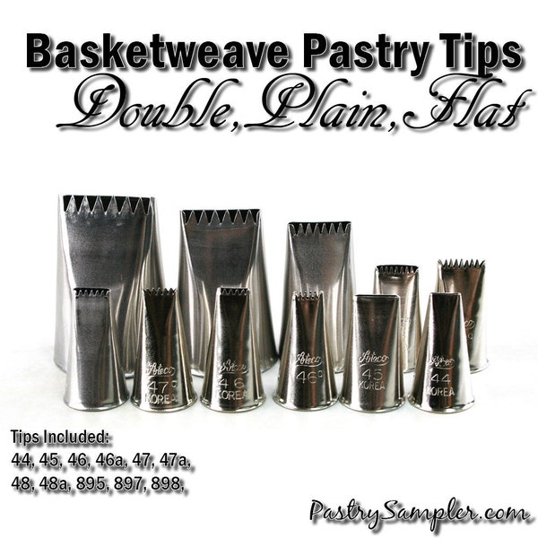 Basketweave and Flat Ribbon Pastry Tips - Ateco - Choose the Size You Need - 44, 45, 46, 46a, 47, 47a, 48, 48a, 895, 897, 898