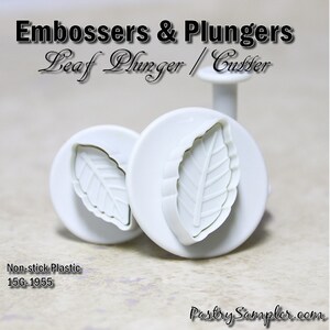 Classic Leaf Sugar Craft Embosser Plunger / Cutter - 3 Piece Set - Spring Loaded, Completely Disassembles for Cleaning