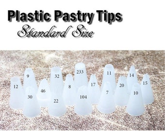 Plastic Pastry Tips - Standard Size - Choose Your Size - 7, 8, 9, 10, 11, 12, 14,  15, 17, 20, 22, 30, 32, 46, 104, 233, Flower Nail