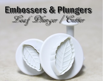 Classic Leaf Sugar Craft Embosser Plunger / Cutter - 3 Piece Set - Spring Loaded, Completely Disassembles for Cleaning