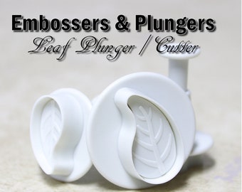 Curved Leaf Sugar Craft Embosser Plunger / Cutter - 3 Piece Set - Spring Loaded, Completely Disassembles for Cleaning
