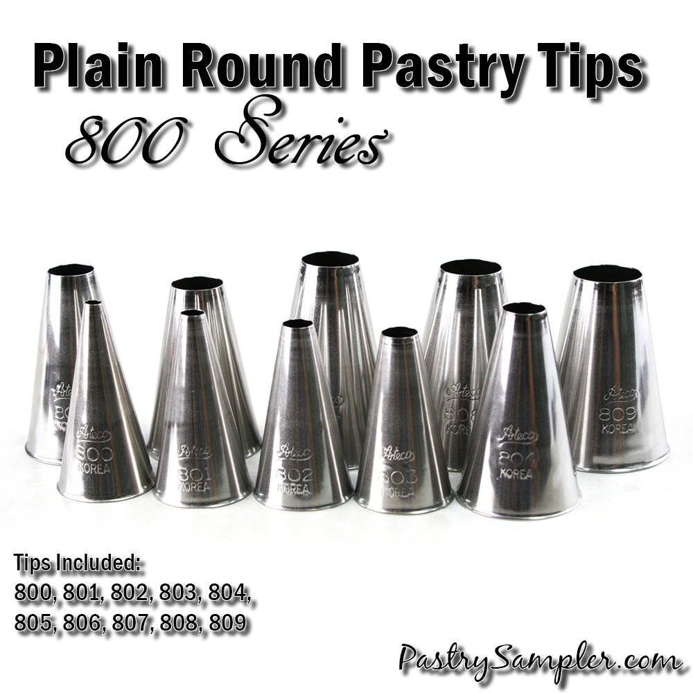 Ateco Large Round Plain Pastry Tips Choose the Size You Need 800 Series  800, 801, 802, 803, 804, 805, 806, 807, 808, 809 