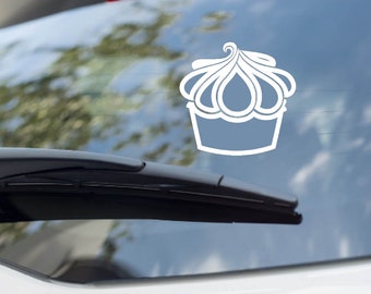 Cupcake Vinyl Decal Topped with Piped Buttercream Frosting Vinyl Decal - Outline - Multiple Colors and Sizes - Indoor / Outdoor Use