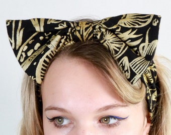 Shroomed Bow Headband - Twist Headband - Wide Headband - Floral Headband