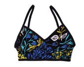 Bralette - Organic Cotton - Hand Printed - Screen Printed - Black 'Wandering Floral'  - Eco Fashion - Slow Fashion - Thief and Bandit®