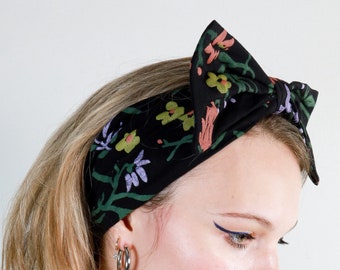 Belladonna Bow Headband - Twist Headband - Wide Headband - Floral Headband