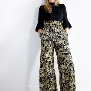 www. - (US 14-20W) Plus Size Runway casual harem flare high waist  loose floral Wide leg