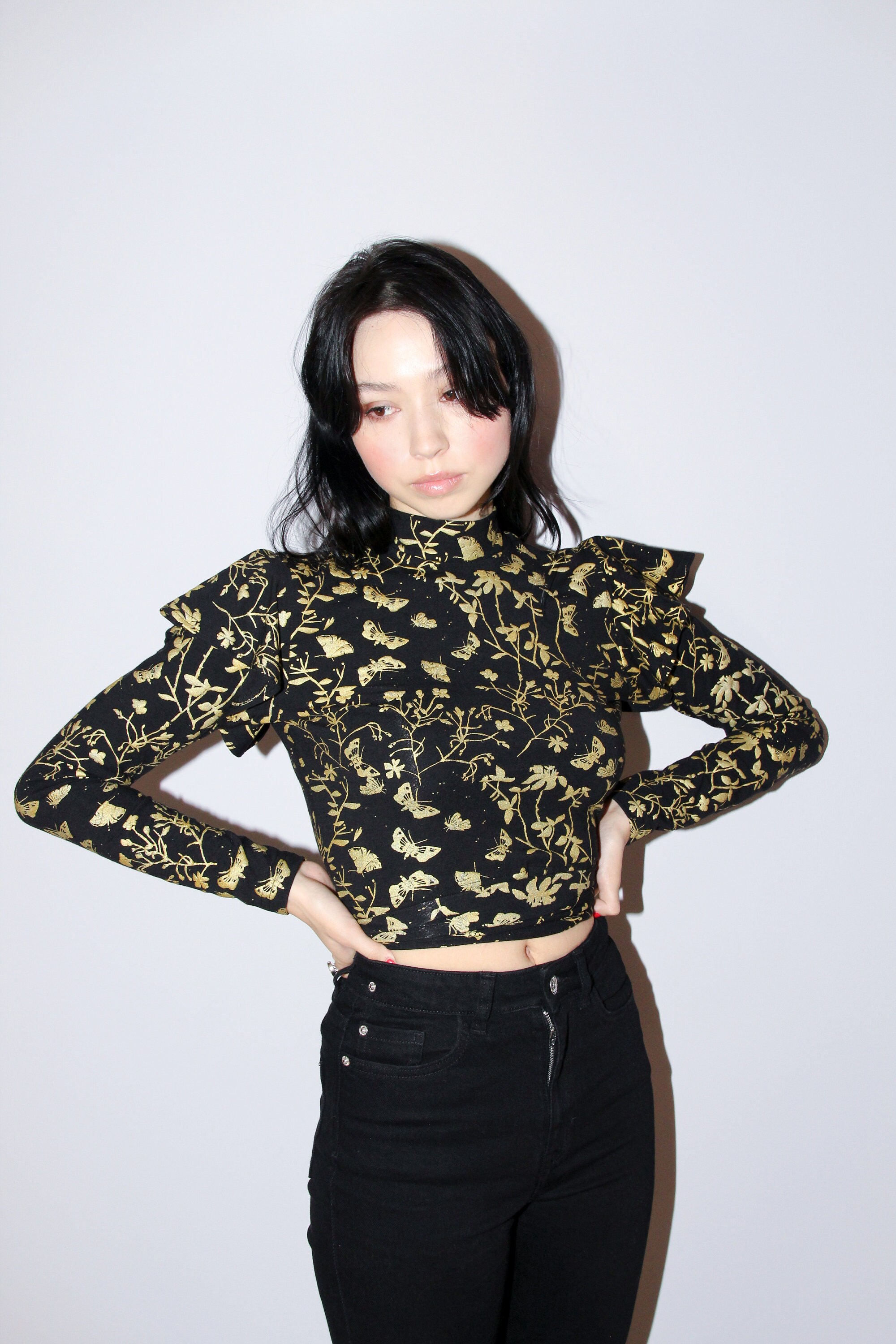 Organic Cotton/Bamboo Tonya Top in Gold Moth