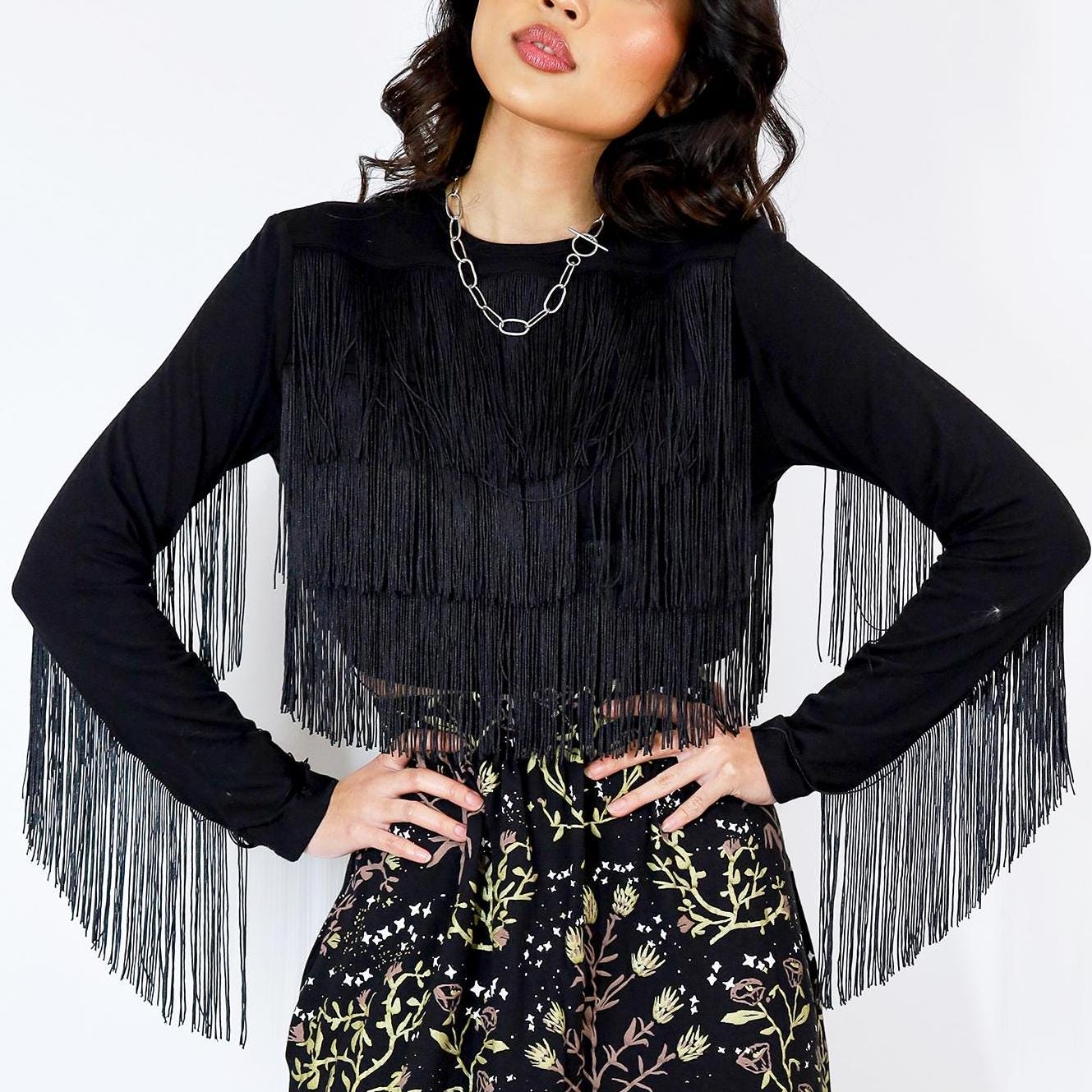 CLANE - W FACE CROSS FRINGE TOPS - WHITE | ADDICT WEB SHOP