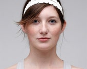 Feather Leather Headband in White