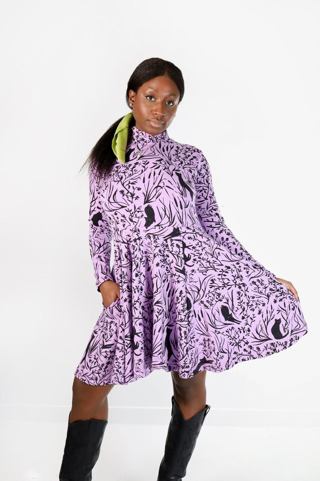 Organic Cotton Cozy Winter Robins Twirl Dress