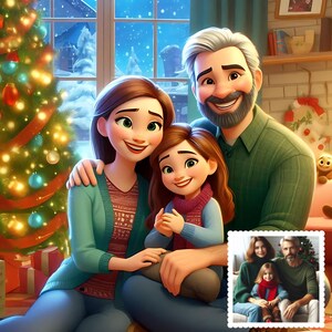 Ritratto di cartone animato personalizzato, illustrazione di stile, foto di coppia o di famiglia personalizzata, cartone animato personalizzato per animali domestici, regalo digitale unico o poster