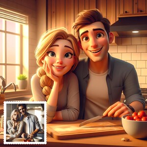 Ritratto di cartone animato personalizzato, illustrazione di stile, foto di coppia o di famiglia personalizzata, cartone animato personalizzato per animali domestici, regalo digitale unico o poster
