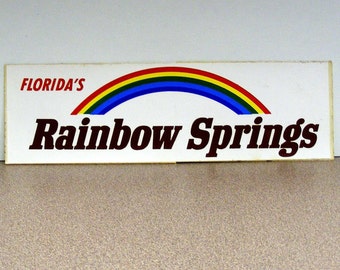 Florida Rainbow Springs vintage bumper sticker red yellow purple blue green white vinyl car decal