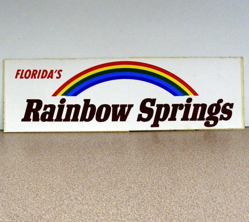 Florida Rainbow Springs vintage bumper sticker red yellow purple blue green white vinyl car decal image 1