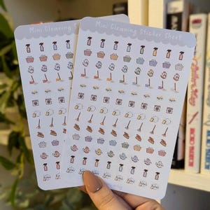 Mini feuille d'autocollants fonctionnels - Nettoyage | feuille d'autocollants, autocollants pour agenda, autocollants pour journal, tâches ménagères, nettoyage