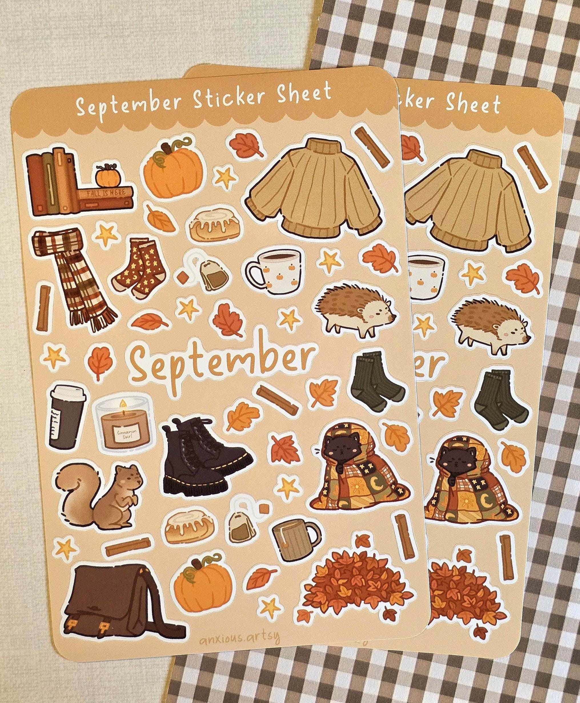 September Fall Sticker Months Sticker Sheet - September | Sticker Sheet, Planner Stickers ...