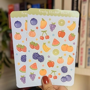 Fruity Sticker Sheet - Sticker Sheet, planner stickers, journal stickers, cute, fruity stickers, summer stickers, fruit stickers