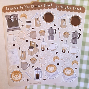 Roasted Coffee Sticker Sheet - Sticker Sheet | planner stickers, journal stickers, cute stickers, coffee stickers