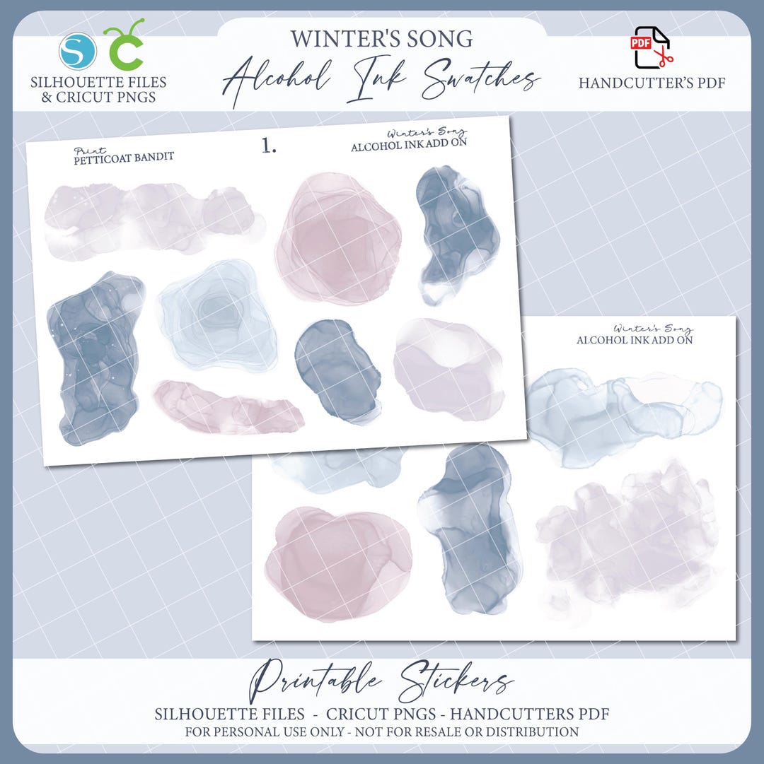 Printable Alcohol Ink Swatches - Winter's Song | Journal Stickers ...