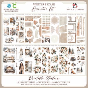 Dekoratives Aufkleber Kit - Winter Escape | Journal Aufkleber | Dekorative Planer Aufkleber | Silhouette Schnittdatei | Cricut PNG | PDF-Datei