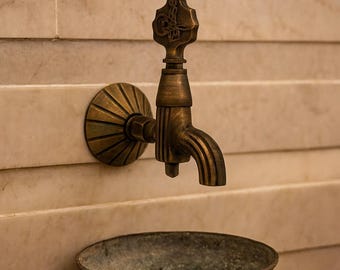 Faucet for Outdoor, Ornate Antique Faucet, Carved Faucet, Garden Tap, Hammam Faucet