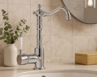 Silver Washbasin Faucet, Hot and Cold Faucet, Silver Brass Faucet