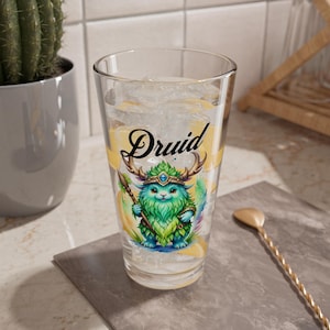 Driud Glass, 16oz - DnD Inspired Pastel Colors, Cocktail Stirring Glass, Drinking Glassware, Gift for Gamers, RPG
