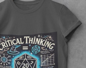 DND Inspired Critical Thinking = Critical Hits Unisex Softstyle T-Shirt, Teacher Gift Tee, Dungeon Master Shirt, RPG Fan Apparel, Geeky