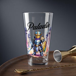 Paladin Drinking Glass, 16oz - DnD Inspired Pastel Colors, Cocktail Stirring Glass, Castlecore Pastel Drinking Glassware, Gift for Gamers
