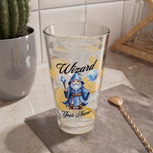 Personalized Wizard Glass, 16oz - DnD Inspired Pastel Colors, Cocktail Stirring Glass, Drinking Glassware, Gift for Gamers, RPG