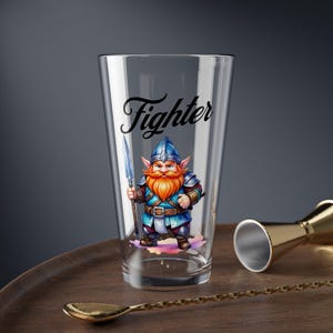 Dwarf Fighter Glass, 16oz - DnD Inspired Pastel Colors, Cocktail Stirring Glass, Drinking Glassware, Gift for Gamers, RPG