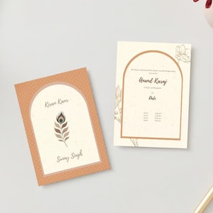 Set of Sikh Wedding Invitations | Anand Karaj, Reception, Jaggo, Maiyyan, Sangeet | Modern | Digital Download | 5in by 7in