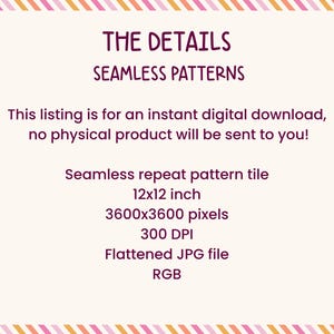 Puede incluir: Un gr&aacute;fico de descarga digital con el texto "THE DETAILS SEAMLESS PATTERNS". El listado es para una descarga digital instant&aacute;nea, no se le enviar&aacute; ning&uacute;n producto f&iacute;sico. El mosaico de patr&oacute;n repetido sin costuras es de 30,48 cm x 30,48 cm, 3600x3600 p&iacute;xeles, 300 DPI y un archivo JPG plano en RGB.