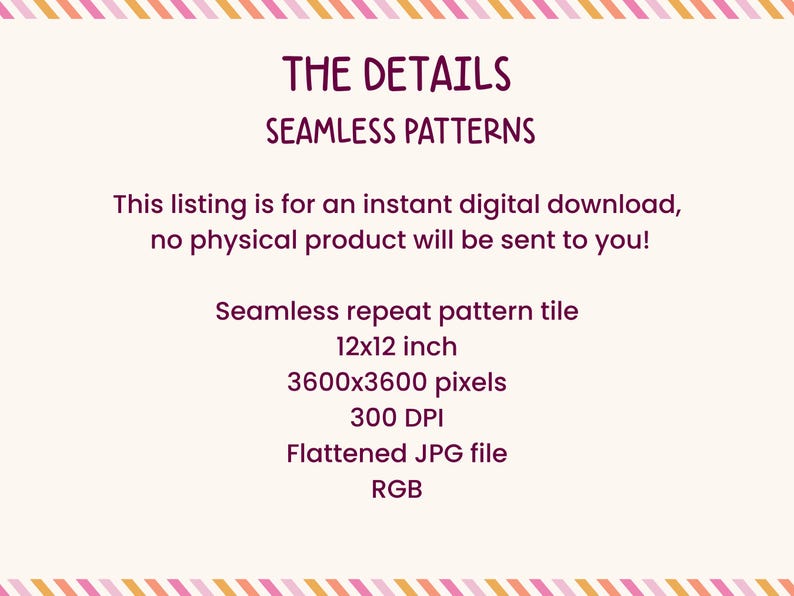 Puede incluir: Un gr&aacute;fico de descarga digital con el texto "THE DETAILS SEAMLESS PATTERNS". El listado es para una descarga digital instant&aacute;nea, no se le enviar&aacute; ning&uacute;n producto f&iacute;sico. El mosaico de patr&oacute;n repetido sin costuras es de 30,48 cm x 30,48 cm, 3600x3600 p&iacute;xeles, 300 DPI y un archivo JPG plano en RGB.
