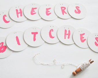 Letterpress Garland - Cheers - Bachelor & Bachelorette Party Decor