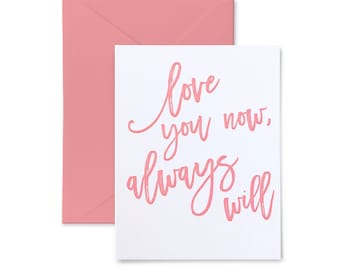 Letterpress Brushed Calligraphy Love note card