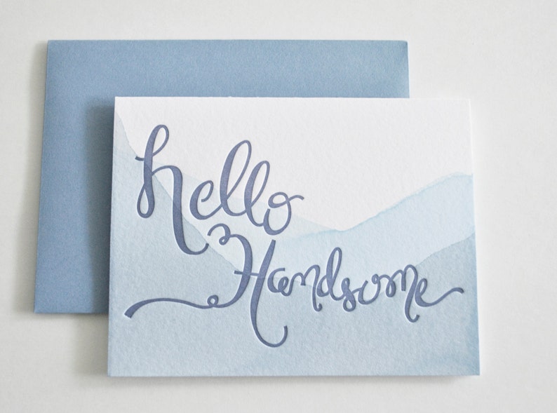 Hello Handsome Letterpress Dip Dye Card image 3