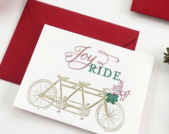 Letterpress Holiday Card Set- Joy Ride