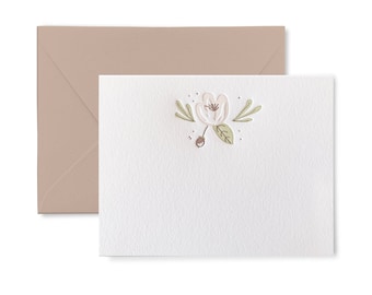 Floral Letterpress Stationery - Pack of 8 notecards with envelopes