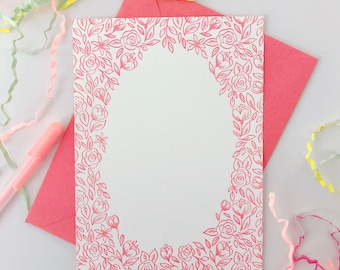 Letterpress Floral Note Cards - 8/pack